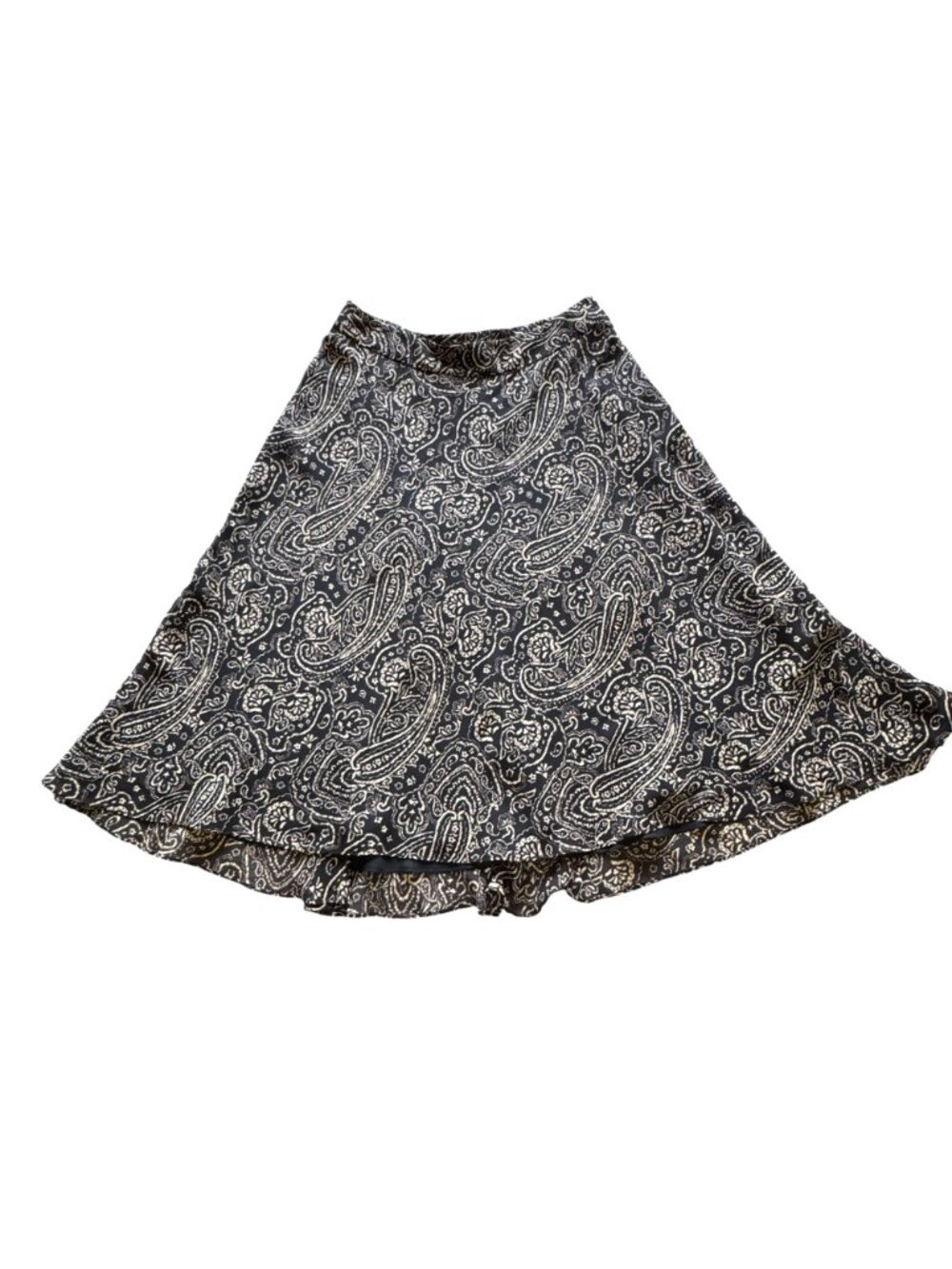 Jones New York Paisley Skirt Size 4 Black & Cream Mid-Length Lined Flowy Style - Picture 2 of 13